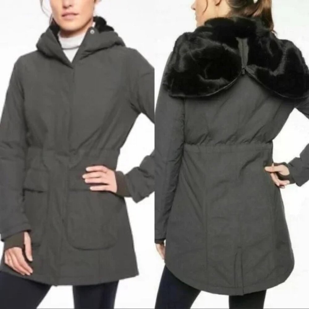 Athleta District Primaloft Dark Gray Black Winter Jacket Coat Parka Size XL